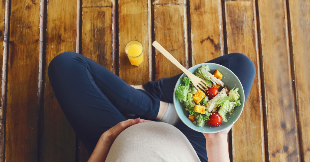 A woman keeping her immune system strong during pregnancy.