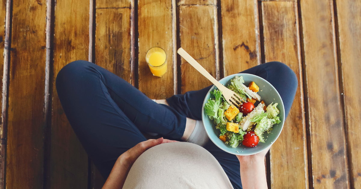 A woman keeping her immune system strong during pregnancy.